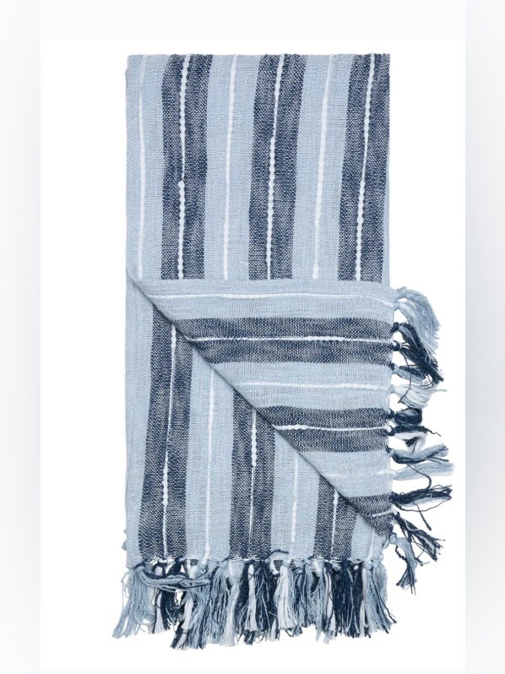 Elsie & Zoey Blue Striped Fringe Throw Blanket